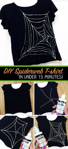 the instructions for how to make a spider web t - shirt with glue on it