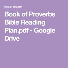 the book of proverbs bible reading plan for google drive