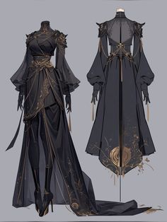 Unique Clothing Ideas, Dark Fantasy Outfits, Fantasy Clothing Art, Fantasy Clothing Design, Fantasy Clothes