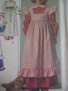 Vintage Simplicity 7776 PRAIRIE LONG DRESS & NIGHTCAP Sewing Pattern Girl Sz 4 Prarie Dresses, Vintage Girls Dress Pattern, Pioneer Fashion, 1900s Dress, Cosplay Sewing, 70s Sewing, Dresses 70s, 70s Sewing Patterns, 70s Girl