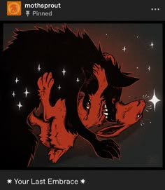 an image of a red and black dog with stars on it's back ground