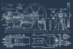 a blueprinted drawing of a machine