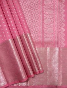 Pink Blouse Saree Color Combos, Pink Blouse Saree, Pink Saree Blouse, Bengali Bridal Makeup, Beautiful Sarees, Sarees Silk, Blouse Saree, Wedding Silk Saree