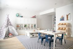 White Playroom, Playroom Inspiration, Blue And White Rug