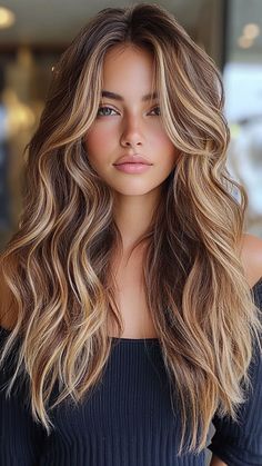 Brown With A Lot Of Blonde Highlights, Brunette With A Lot Of Blonde Highlights, Blonde Balayage On Light Brown Hair, Full Balayage Brunettes, Best Hair Colour, Hair Colour Trends, Balayage Blond, Bronde Balayage, Bronde Hair