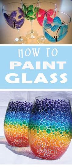 Painting Glass Bottles Diy, Pebeo Vitrail Glass Paint Ideas, How To Paint Wine Glasses Diy Tutorials, How To Paint Glassware, Painted Glass Ideas, Wine Glass Etching Ideas, Painted Glasses Ideas, Glass Painting Designs Glass Painting Designs Creative, Glass Crafts Ideas