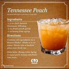 a poster with an image of a drink in it's glass and instructions on how to make the perfect tennessee peach tea