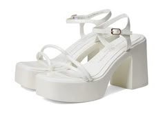 Cute Heels White, White Shoes Fancy, White Shoes For Prom, Cute White Heels, Shoes Zappos, Shoes In Style, White Platforms, White Shoes Outfit, White Platform Heels