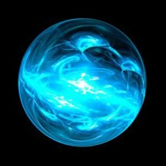 an image of a blue ball in the dark