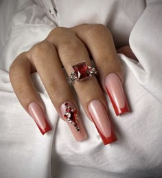 French Nails Ideas, School Nails, Nice Nails, Super Nails, Dark Nails, Nails 2024, French Nails, Red Nails, Nails Ideas