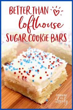 patriotic sugar cookie bars with white frosting and sprinkles