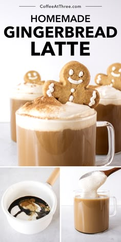 homemade gingerbread latte recipe with coffee and marshmallows