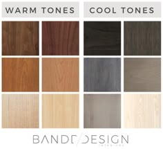 the different types of wood that are available in various colors and sizes, including warm tones