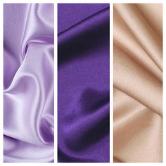 three different colors of satin fabric