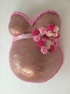 a bralet with pink flowers on it