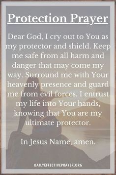 a prayer with the words protection prayer on it