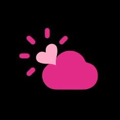 a pink cloud with a heart coming out of it's center, on a black background