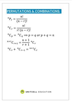 the book cover for permutions and combinations, with an image of two different types of