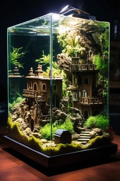 an aquarium filled with lots of green plants