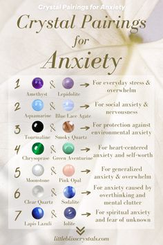 Discover crystal pairings to ease anxiety and bring tranquility into your life. From Amethyst + Lepidolite for everyday stress to Aquamarine + Blue Lace Agate for social anxiety, these combinations offer powerful support for various types of anxiety. Each duo is carefully selected to promote calm, balance, and resilience. Click on the pin to explore our AAA Grade collection and find the perfect crystal pairing to help you stay grounded and centered in any situation. #CrystalHealing #AnxietyRelief #SpiritualJewelry #HealingCrystals #GemstoneJewelry #MentalWellness #CrystalSupport #CrystalPairingsforAnxiety Crystal Pairings, Peace And Balance, Purple Chalcedony, Stone Accessories, Sagittarius And Capricorn, Power Crystals, Blue Moonstone, Crystal Accessories, Find Peace