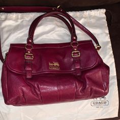 Coach Bag Authentic Never Used, Beautiful Red With Silver Silky Lining. Comes With Huge Dust Bag And Original Box With Straps So It Can Be Worn As A Cross Body Bag. The Bag Itself Is Big See Pics For Measurements. The Bag Can Fit Almost Anything And As Women We Love A Big Bag We Can Put Our Essentials In. Designer Burgundy Bag With Detachable Strap, Designer Burgundy Bag With Handles, Designer Coach Bag In Burgundy, Designer Burgundy Coach Bag, Red Coach Satchel, Designer Coach Shoulder Bag In Burgundy, Designer Coach Burgundy Shoulder Bag, Designer Burgundy Coach Shoulder Bag, Designer Burgundy Satchel With Detachable Handle