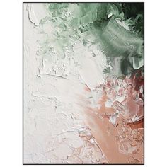 an abstract painting with white and green colors