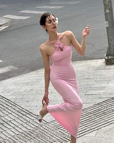 Vestidos Color Rosa, Backless Dress Summer, Outfits New Year, Pink Long Dress, Dress Night Out, Maxi Dress Collection, 파티 드레스, Summer Bodycon Dress, Street Party