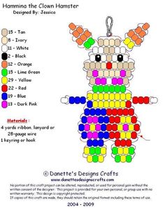 an ornament is made out of colored beads and has been designed to look like a teddy bear