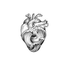 a drawing of a heart with waves coming out of it