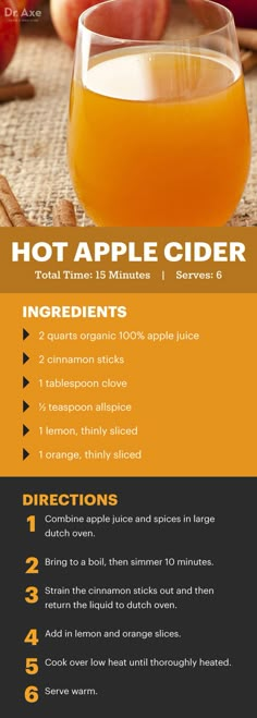 an apple cider recipe is shown in this image