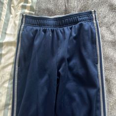 Adidas Blue Sweatpants L, Never Worn Adidas Jogging Bottoms With Pockets, Adidas Blue Sweatpants For Jogging, Blue Sweatpants For Jogging, Adidas Blue Jogging Bottoms, Adidas Blue Joggers For Sports, Blue Jogging Pants With Three Stripes, Blue Jogging Pants With Elastic Waistband, Blue Jogging Bottoms With Elastic Waistband, Blue Straight Leg Sweatpants For Sports