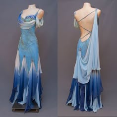 Water Princess Outfit, Siren Prom Dress, Atlantis Inspired Outfits, Ocean Inspired Clothes, Water Themed Outfits Male, Ocean Dress Aesthetic, Ocean Prom Dress, Under The Sea Prom Dress, Water Element Outfit