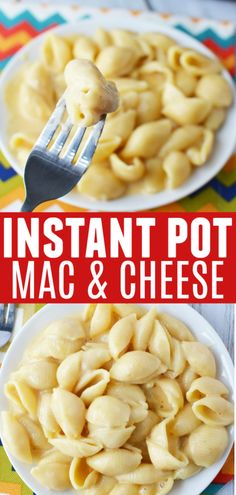 instant pot macaroni and cheese on a plate with a fork