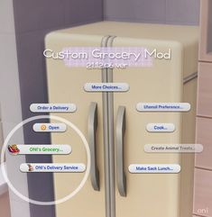 the refrigerator is white and has many different buttons on its door to help you find what's in the fridge