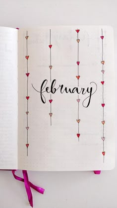 February Cover Page, Bullet Journal Page, Bullet Journal Notes