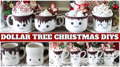 dollar tree christmas mugs with faces and candy canes