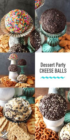 dessert party cheese balls with chocolate frosting and sprinkles