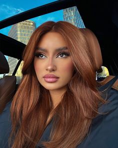 Brown To Cooper Hair, Cooper Red Hair Color, Red To Brown Hair Before And After, Cooper Blonde Hair Color, Auburn Hair Shades, Medium Length Copper Hair, Cooper Balayage Hair, Dyed Hair For Brown Skin, Strawberry Blonde Hair Dark