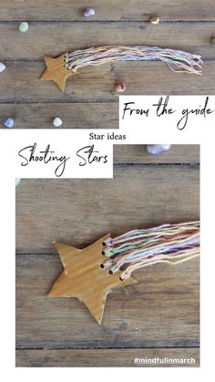 two different pictures of stars on a wooden surface with text that reads from the guide star ideas