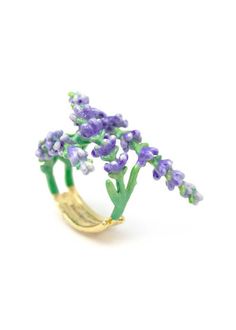 "Lavender Ring \"Bloom\" collection by 9AM . GOOD AFTER NINE Satisfy the graceful on your hand with this beautifully designed, fulfill with color detail by Hand painted with care , High quality enamel with detailed craftsmanship and also comfortable to wear in every moment of your day. Original, hand-finished Lavender Ring by GOOD AFTER NINE, crafted from brass+18k gold plating with high quality enameling. // materials : polished brass with 18k gold plating // finishing: high quality enamel and Lavender Ring, Cabbage Patch Babies, Crochet Fairy, Beige Vest, Ring Flower, Cord Jewelry, Funky Jewelry, Flower Ring, Cute Jewelry