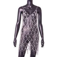 RIHANNA DRESS Rhinestone Chain Dress, Rihanna Dress, Character Clothing, Fishnet Dress, Nightclub Party, Dream Outfits, Backless Mini Dress, Rave Festival, Rhinestone Dress