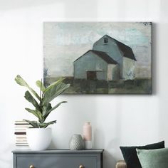 a living room scene with focus on the painting