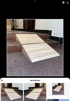 the steps are made out of wood and have been placed on top of each other