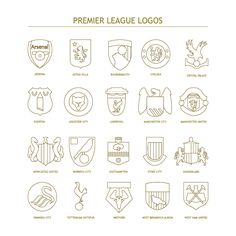 the emblems for soccer teams and their crests are shown in this image, which includes