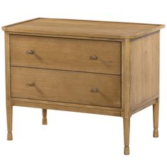 a wooden dresser with two drawers on one side and an open drawer on the other