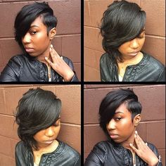 STYLIST FEATURE| Love this #haircut ✂️ styled by #brooklynstylist @sorayahstyles ❤️ Best of both worlds #voiceofhair ✂️========================== Go to VoiceOfHair.com ========================= Find hairstyles and hair tips! ========================= Rocking Hairstyles, Bday Hairstyles, Voice Of Hair, Shaved Bob, Short Black Hair, Side Parting, Fresh Cuts, Meagan Good, Haute Hair