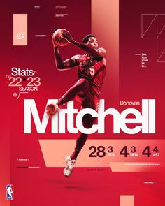 a basketball player is in mid air with the ball above his head and numbers below him