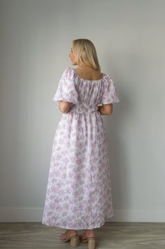 Expertly crafted for style and comfort, our Blossom Floral Print Midi Dress in Lavender is perfect for any occasion. Featuring charming puff sleeves, a flattering elastic waist, and convenient pockets, this dress effortlessly combines classic elegance with modern functionality. The square neck adds a touch of sophistication, making it a must-have for any wardrobe. square neckline puff sleeves elastic waist lined 100% polyester true to size model is wearing a medium Curvy Date Night Outfit, Air Clothes, Sunday Dresses, Valentines Day Dresses, Floral Print Midi Dress, Print Midi Dress, Valentine's Day Outfit, Curvy Dress, Graphic Tops