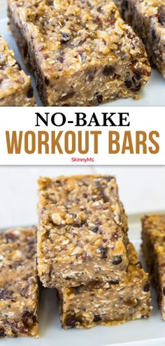 no - bake workout bars stacked on top of each other