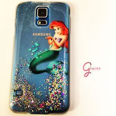 the back side of a samsung galaxy s6 phone case with an image of ariel and flounds on it